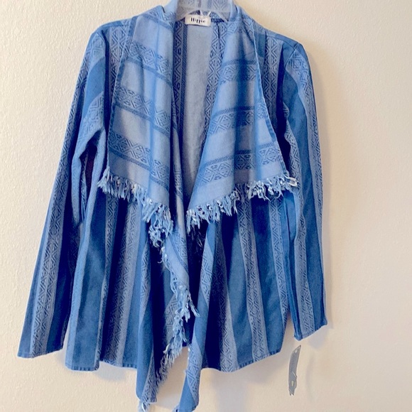 Military Hippie Jackets & Blazers - Military Hippie Boho Open Front Lightweight  Denim Look Jacket size M